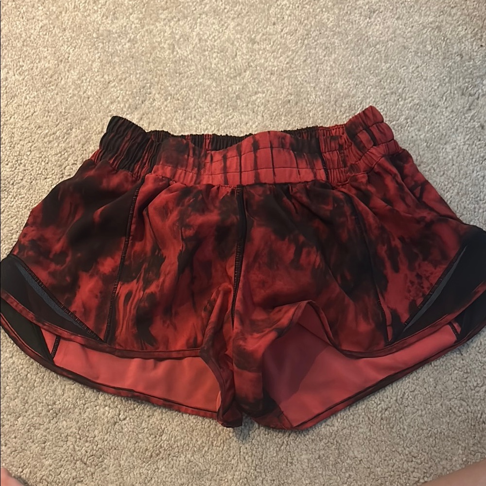 Women's Red and Black Athletic Shorts
